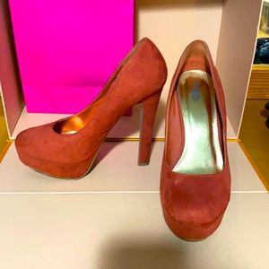 5” Red Suede platform Heels